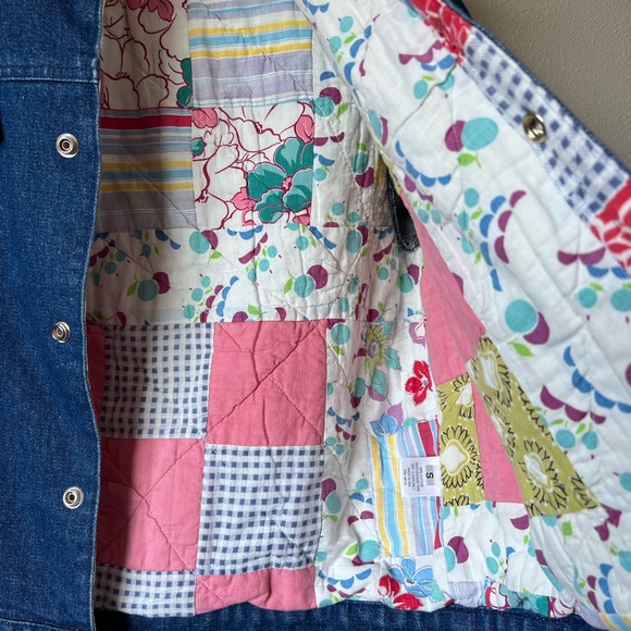 Carleen one of a kind denim jacket with scrap quilt lining size S - Picture 8 of 11
